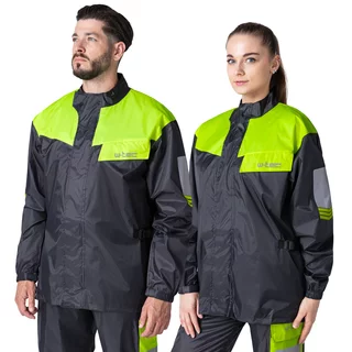 Motorcycle Rain Jacket W-TEC Igava - Black-Fluo Green