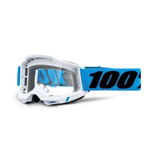 Motocross Goggles 100% Accuri 2 - Scranton Black, Clear Plexi - Novel modrá, čiré plexi