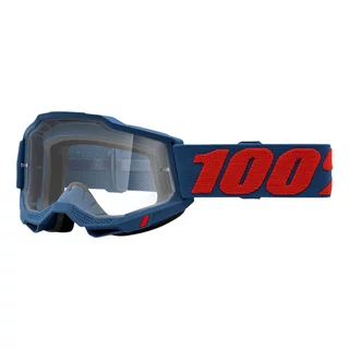 Motocross Goggles 100% Accuri 2 - Scranton Black, Clear Plexi - Odeon modrá, čiré plexi