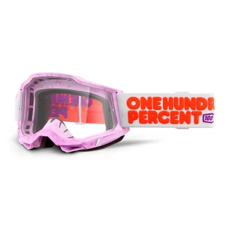 Motocross Goggles 100% Accuri 2 - Scranton Black, Clear Plexi - Hundreds růžová, čiré plexi