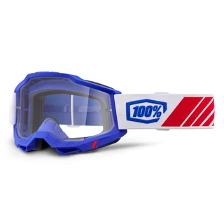 Motocross Goggles 100% Accuri 2 - Scranton Black, Clear Plexi - Kolby modrá, čiré plexi