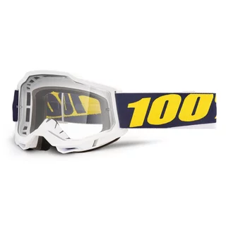 Motocross Goggles 100% Accuri 2 - Scranton Black, Clear Plexi - Torc bílá, čiré plexi