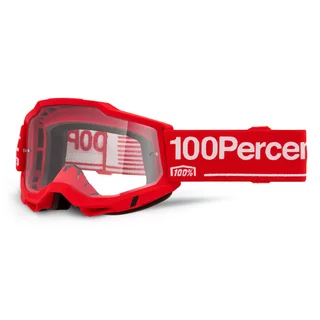 Motocross Goggles 100% Accuri 2 - Scranton Black, Clear Plexi - Wolg červená, čiré plexi