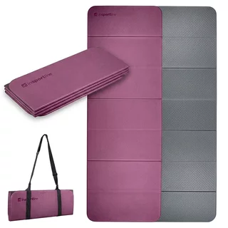 Foldable Exercise Mat inSPORTline Misette 180 x 61 x 0.8 cm - bordeaux-black