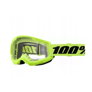 Motocross Goggles 100% Strata Mini - Yellow, Clear Plexi