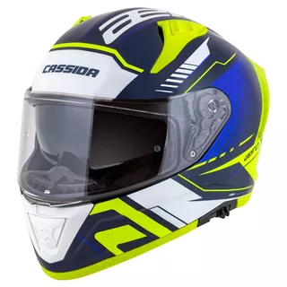 Motorcycle Helmet Cassida Aero Drome Blue/Fluo Yellow/Light Blue/White