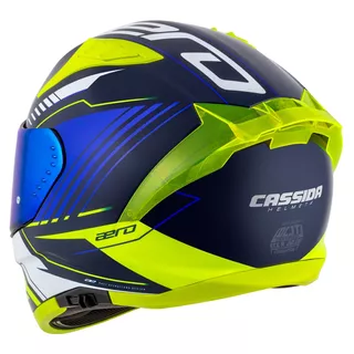Motorcycle Helmet Cassida Aero Drome Blue/Fluo Yellow/Light Blue/White