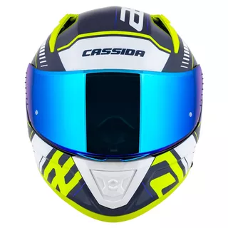 Motorcycle Helmet Cassida Aero Drome Blue/Fluo Yellow/Light Blue/White