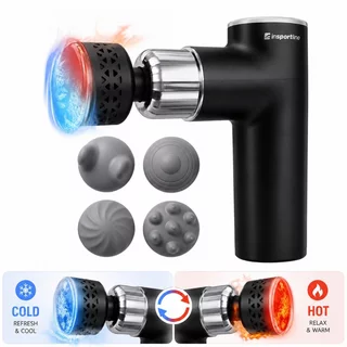Massage Gun with Heated/Cooling Attachment inSPORTline ChillFrost • 1,800 mAh • 1,600–2,800 RPM • Up to 6 mm - Black