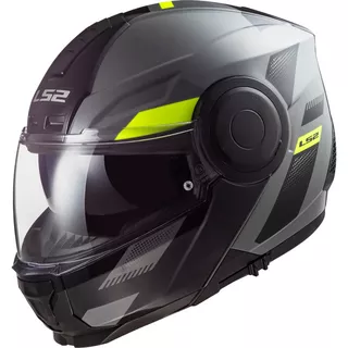 Flip-Up Motorcycle Helmet LS2 FF902 Scope Gray H-V Yellow
