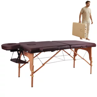 Massage Table inSPORTline Taisage 186x70x62-84 cm 2-Piece Wooden - Brown