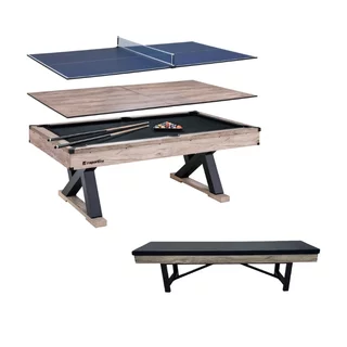 Billiards Table 3-in-1 inSPORTline Residento w/ Bench - Light Wood