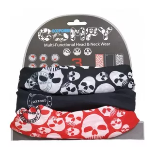 Universal Multi-Functional Neck Warmer Oxford Comfy 3-Pack - Grafitti Mono - Skulls