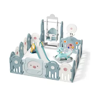 Plastic Playpen w/ Accessories inSPORTline Piglino 178 x 184 cm - Blue