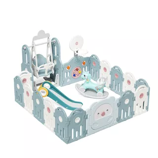 Plastic Playpen w/ Accessories inSPORTline Piglino 178 x 184 cm - Blue