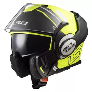 Flip-Up Motorcycle Helmet LS2 FF399 Valiant Lumen / H-V Yellow - Prox Matt H-V Yellow Black