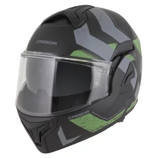 Flip-Up Motorcycle Helmet Cassida MultiFlip Korp P/J - černá matná/zelená/šedá