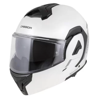 Flip-Up Motorcycle Helmet Cassida MultiFlip Solid P/J - bílá perleť/černá