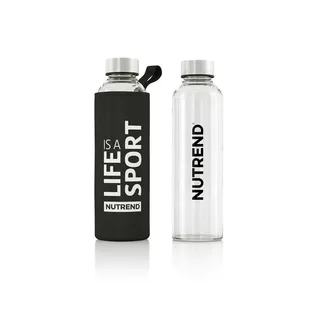 Glass Water Bottle with Thermal Cover Nutrend Active Lifestyle 500ml - Black - Black