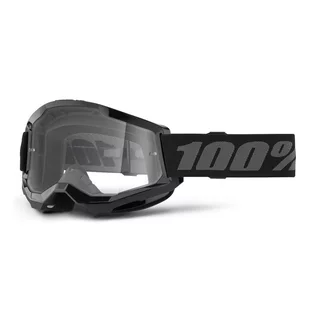 Children’s Motocross Goggles 100% Strata 2 Youth - Black, Clear Plexi