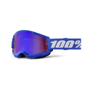 Motocross Goggles 100% Strata 2 New Mirror - Black, Silver Plexi - Modré, červené/modré plexi