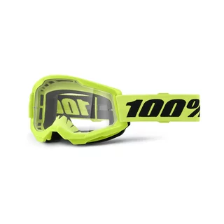 Motocross Goggles 100% Strata 2 New - War camo, čiré plexi - Neon Yellow, čiré plexi