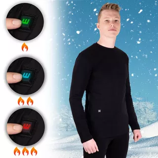Men’s Heated T-Shirt W-TEC Insulong w/ 10,000 mAh Power Bank - Black