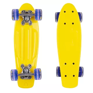 Mini Penny Board WORKER Pico 17" with Light Up Wheels - Green Board, Green Wheels - Yellow Board, Dark Blue Wheels
