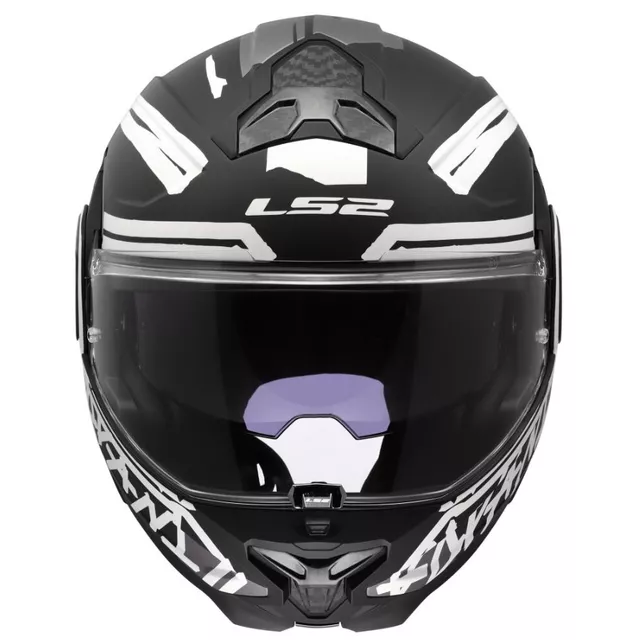 Flip-Up Motorcycle Helmet LS2 FF910 Advant II Tape Black P/J