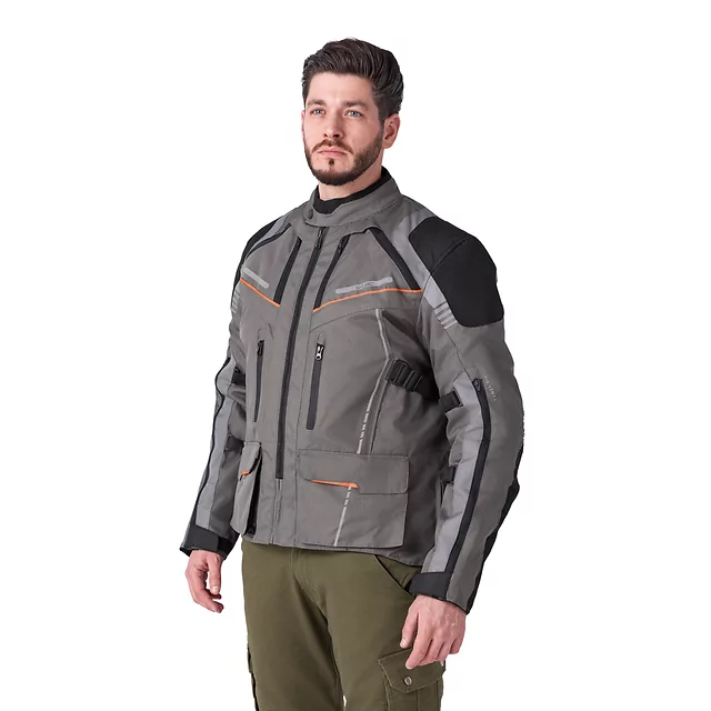 Touring Motorcycle Jacket W-TEC Smackton - Grey Orange