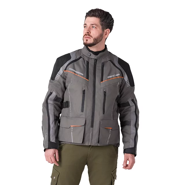 Touring Motorcycle Jacket W-TEC Smackton - Grey Orange