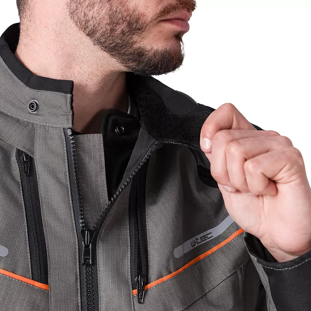 Touring Motorcycle Jacket W-TEC Smackton - Grey Orange