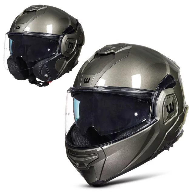 Flip-Up Motorcycle Helmet W-TEC Zoroz P/J - Metallic Grey - Metallic Grey