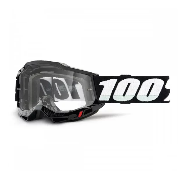 Children’s Motocross Goggles 100% Accuri 2 Junior - Black, Clear Plexi - Black, Clear Plexi