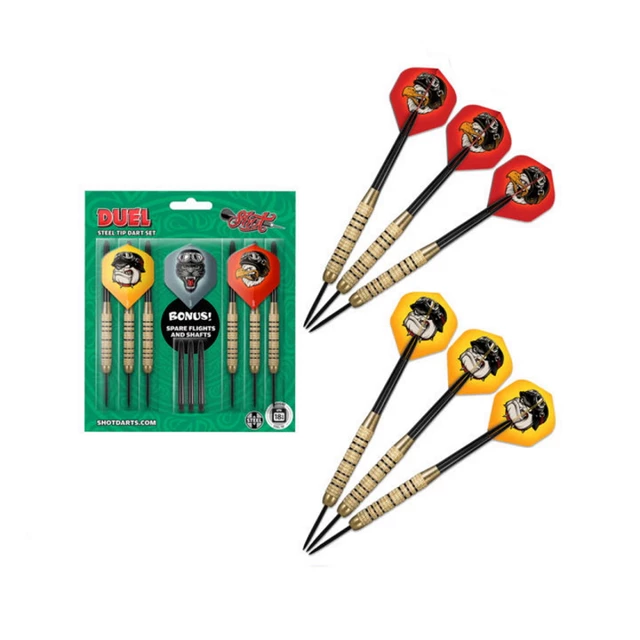 Darts Shot Duel Brass Plated Value Range 22 Steel – 6-Pack