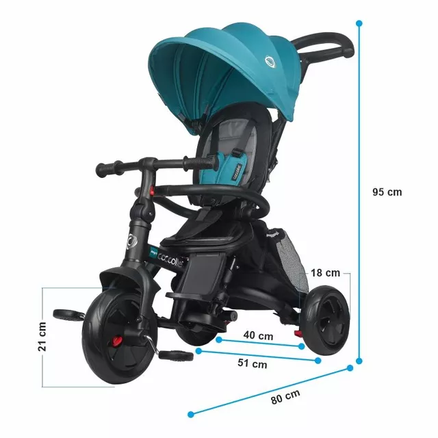 Three-Wheel Stroller w/ Tow Bar Coccolle Alegra - Turquoise Tide