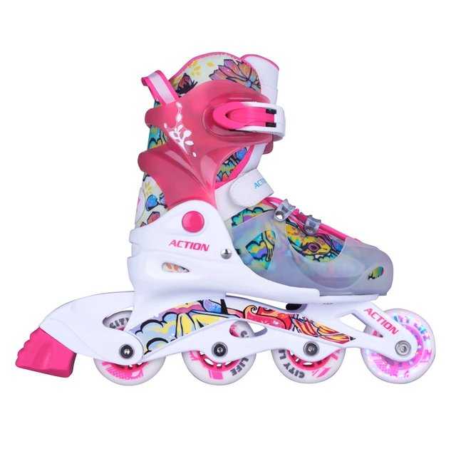 Adjustable Children’s Inline skates with Light-Up Wheels Action Doly - Pink
