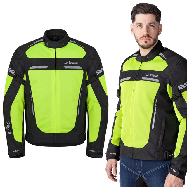Men’s Summer Motorcycle Jacket W-TEC Saigair - Fluo Yellow-Gray - Fluo Yellow-Black