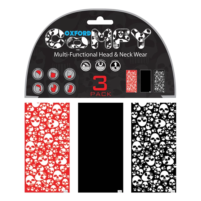 Universal Multi-Functional Neck Warmer Oxford Comfy 3-Pack - Grafitti Mono