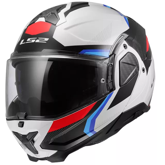 Flip-Up Motorcycle Helmet LS2 FF910 Advant II Triple White Blue Red P/J
