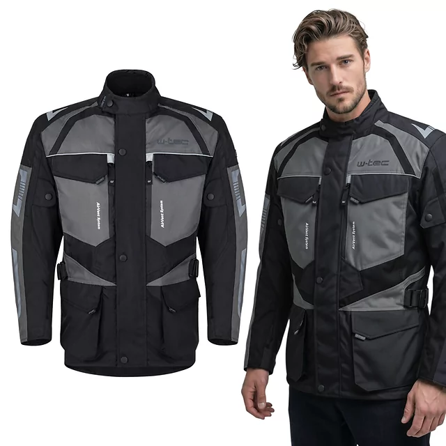 Men’s Motorcycle Jacket W-TEC Burdys Evo - Black-Grey-Red - Black-Grey