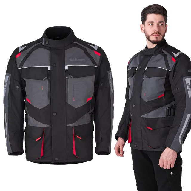 Men’s Motorcycle Jacket W-TEC Burdys Evo - Black-Grey-Red