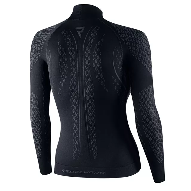 Women’s Thermal Motorcycle T-Shirt Rebelhorn Therm II Lady Jersey - Black-Grey