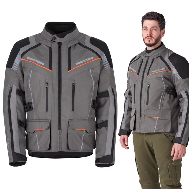 Touring Motorcycle Jacket W-TEC Smackton - Grey Orange - Grey Orange