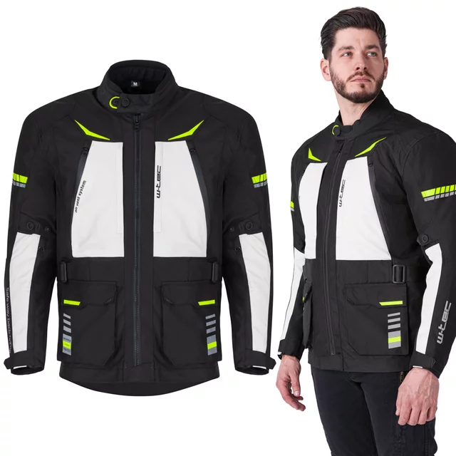 Motorcycle Jacket W-TEC Warao - Black-Fluo - Black-Fluo