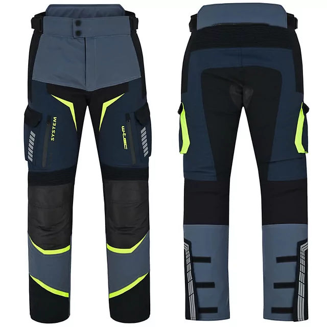 Motorcycle Pants W-TEC Modock - černo-modro-fluo žlutá