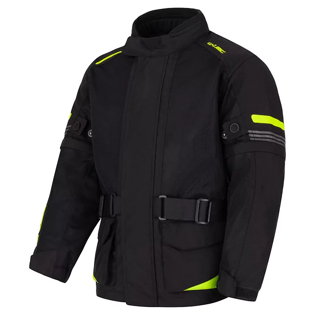 Adjustable Children’s Motorcycle Jacket W-TEC Pinapoco - Black-Fluo