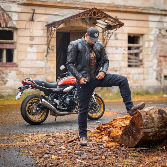 Leather Motorcycle Jacket W-TEC Mungelli EVO - vintage černo-hnědá
