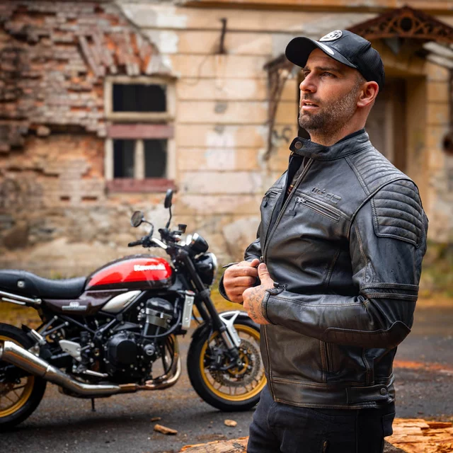 Leather Motorcycle Jacket W-TEC Mungelli EVO - vintage černo-hnědá