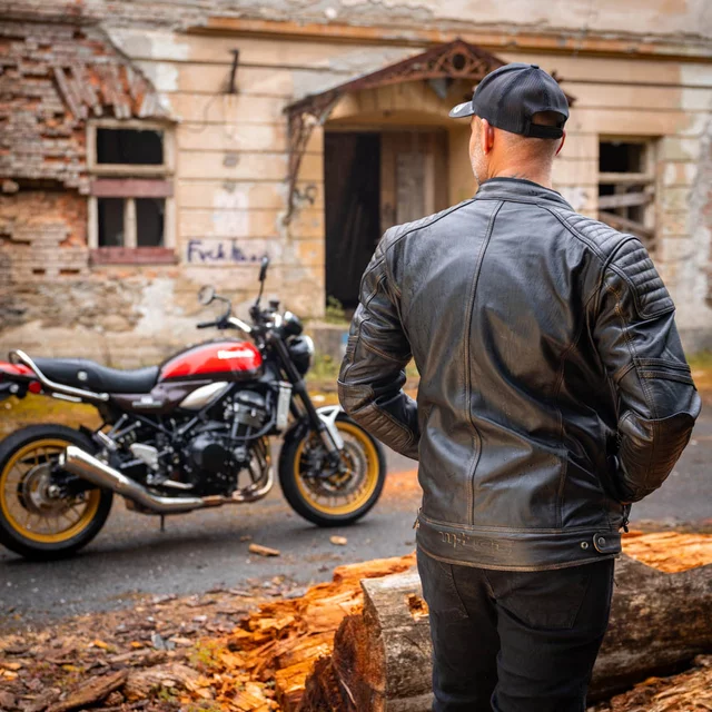 Leather Motorcycle Jacket W-TEC Mungelli EVO - vintage černo-hnědá
